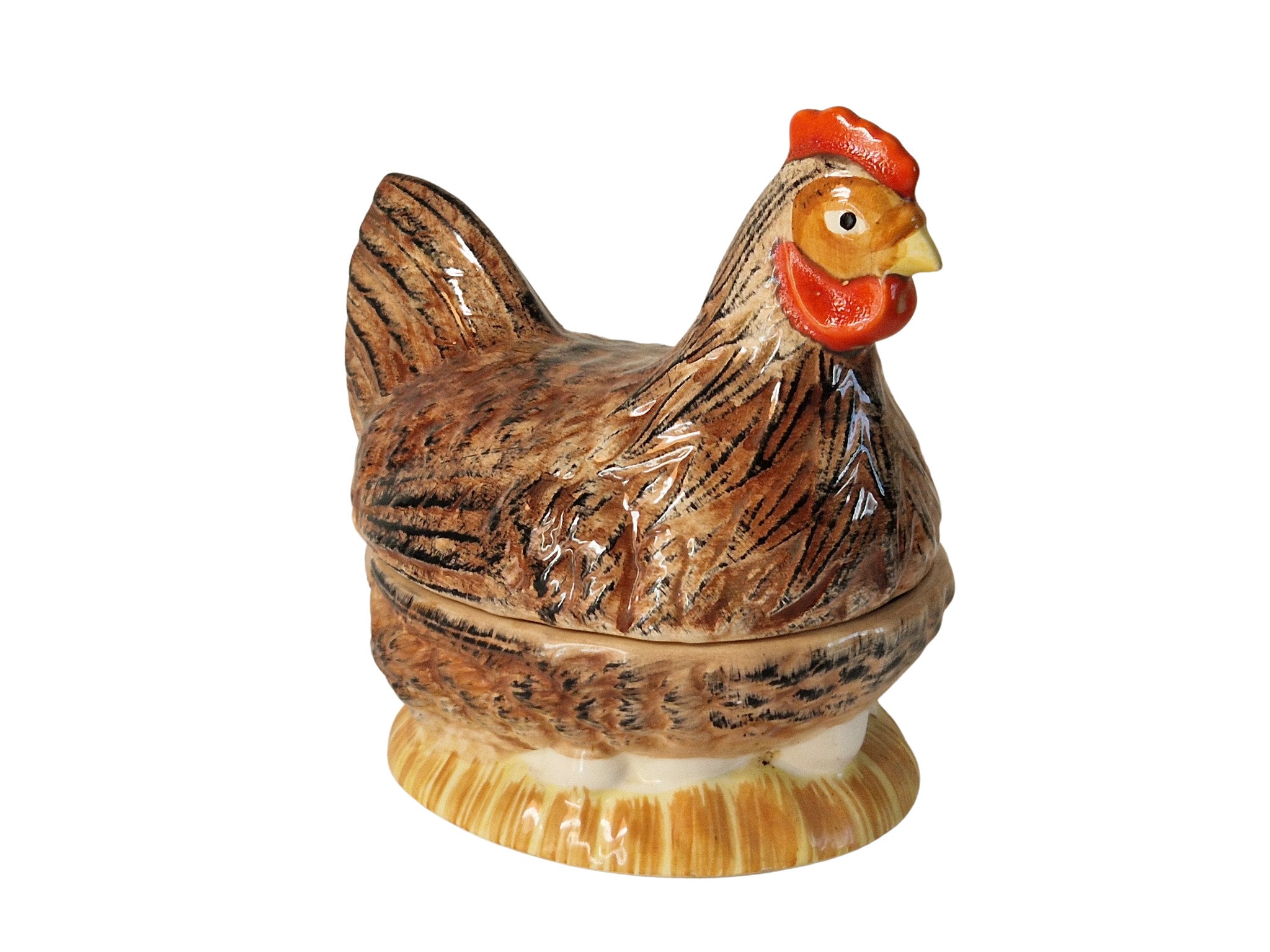 Ceramic Chicken, Egg Holder, Portuguese Pottery, French Hen