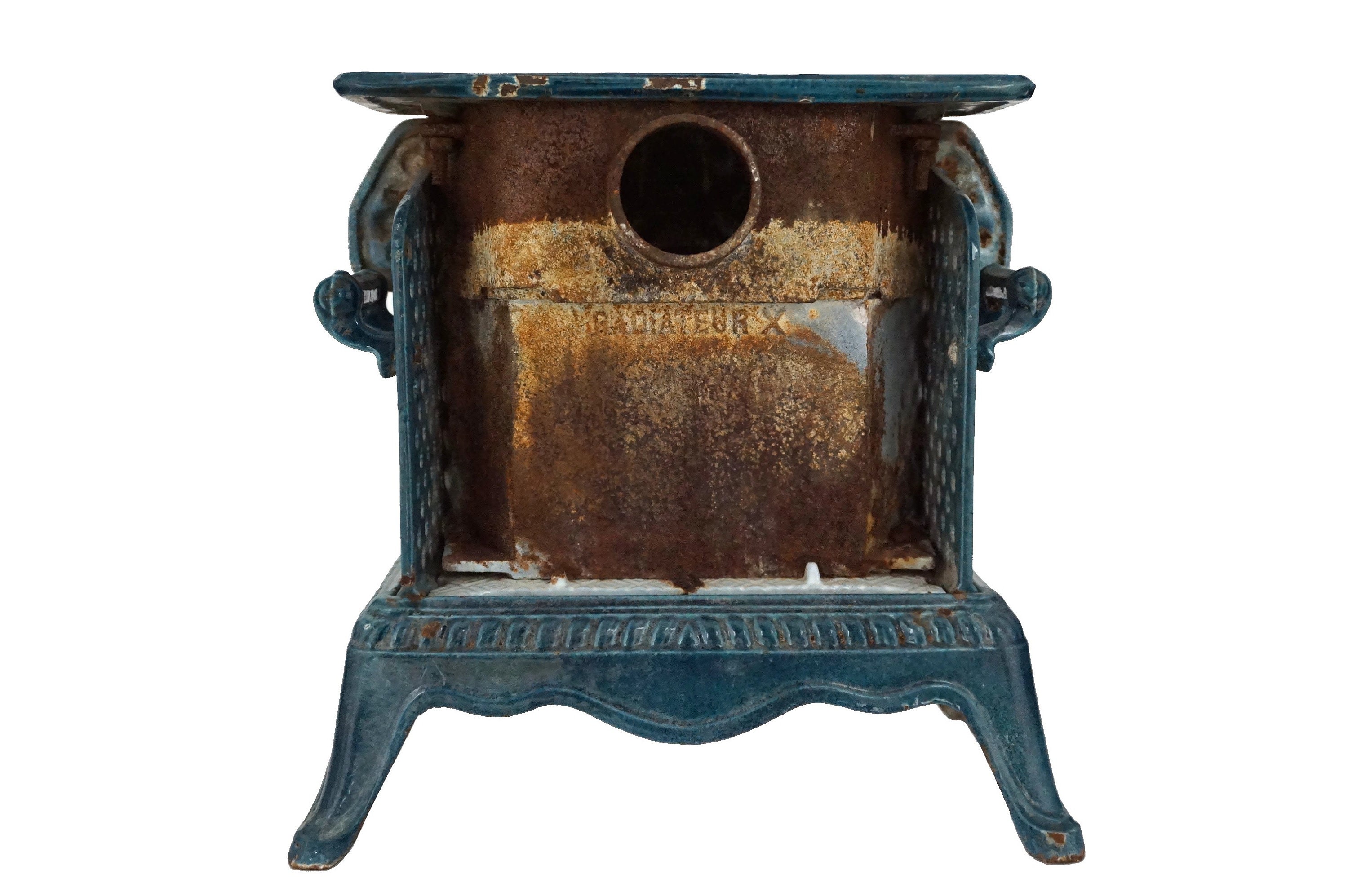 French Antique Enamel Radiator Heater by Clamond, Cast Iron