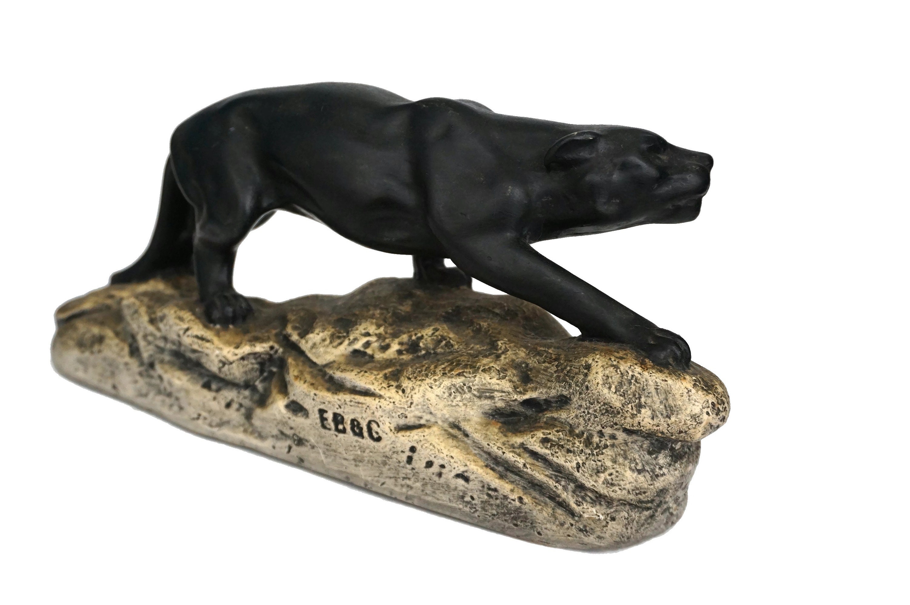 antique black panther statue