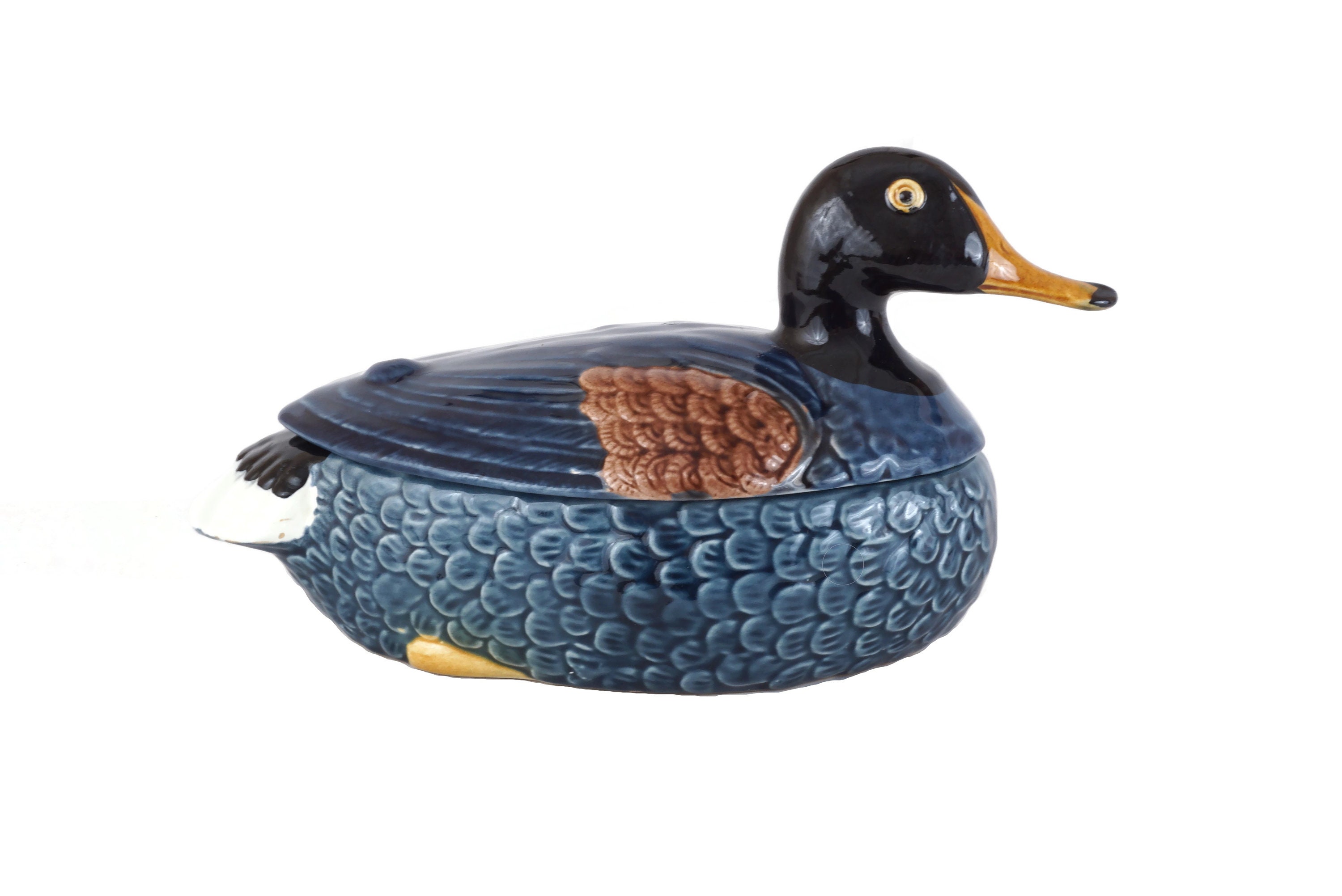 Majolica Duck Tureen by Michel Caugant, Foie Gras Terrine, Woodland