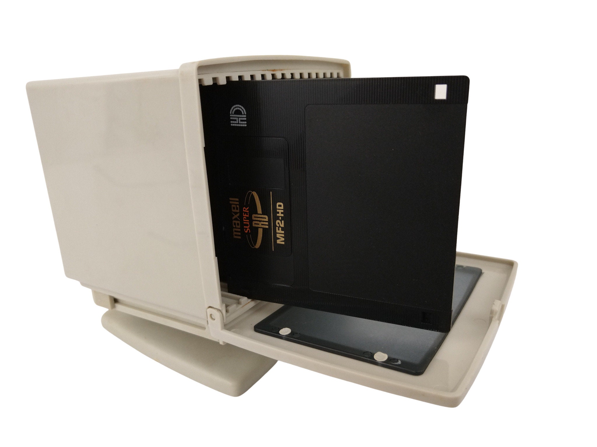 Vintage Diskette Floppy Disk Storage Box, Miniature Desktop Computer