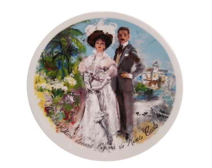 Limoges Porcelain Collectors Plate with Caroline Otero Portrait by Pierre Laurent Brenot