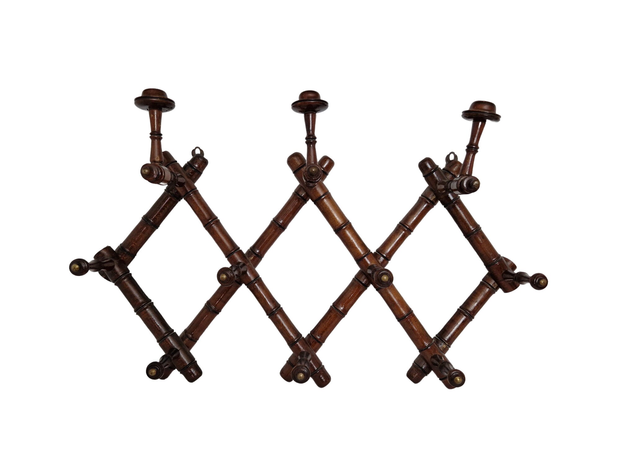 French Antique Wood Coat Hook, Expandable Wall Hanging Hat Stand Rack