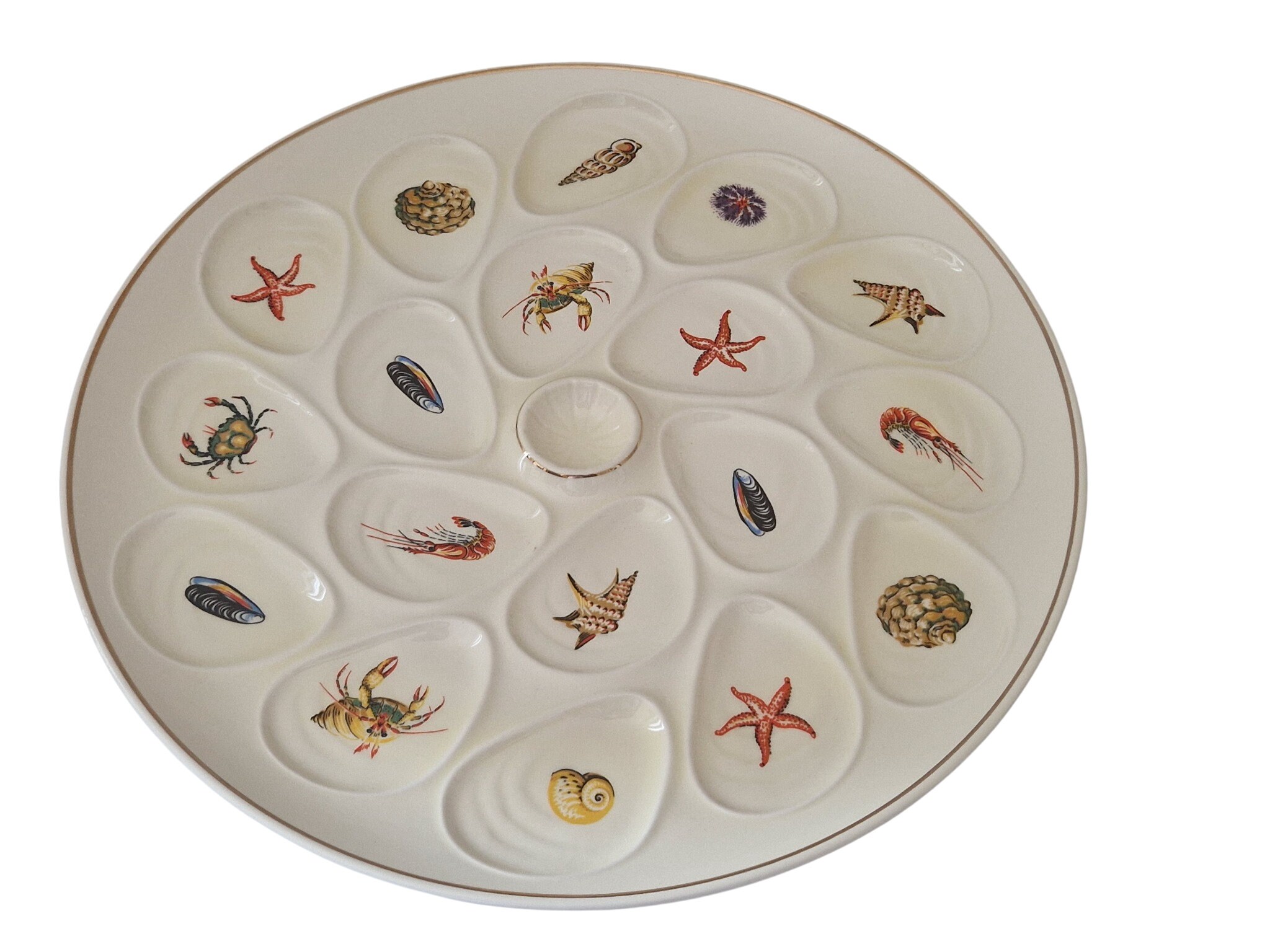 Large Ceramic Oyster Serving Platter with Seafood and Shellfish