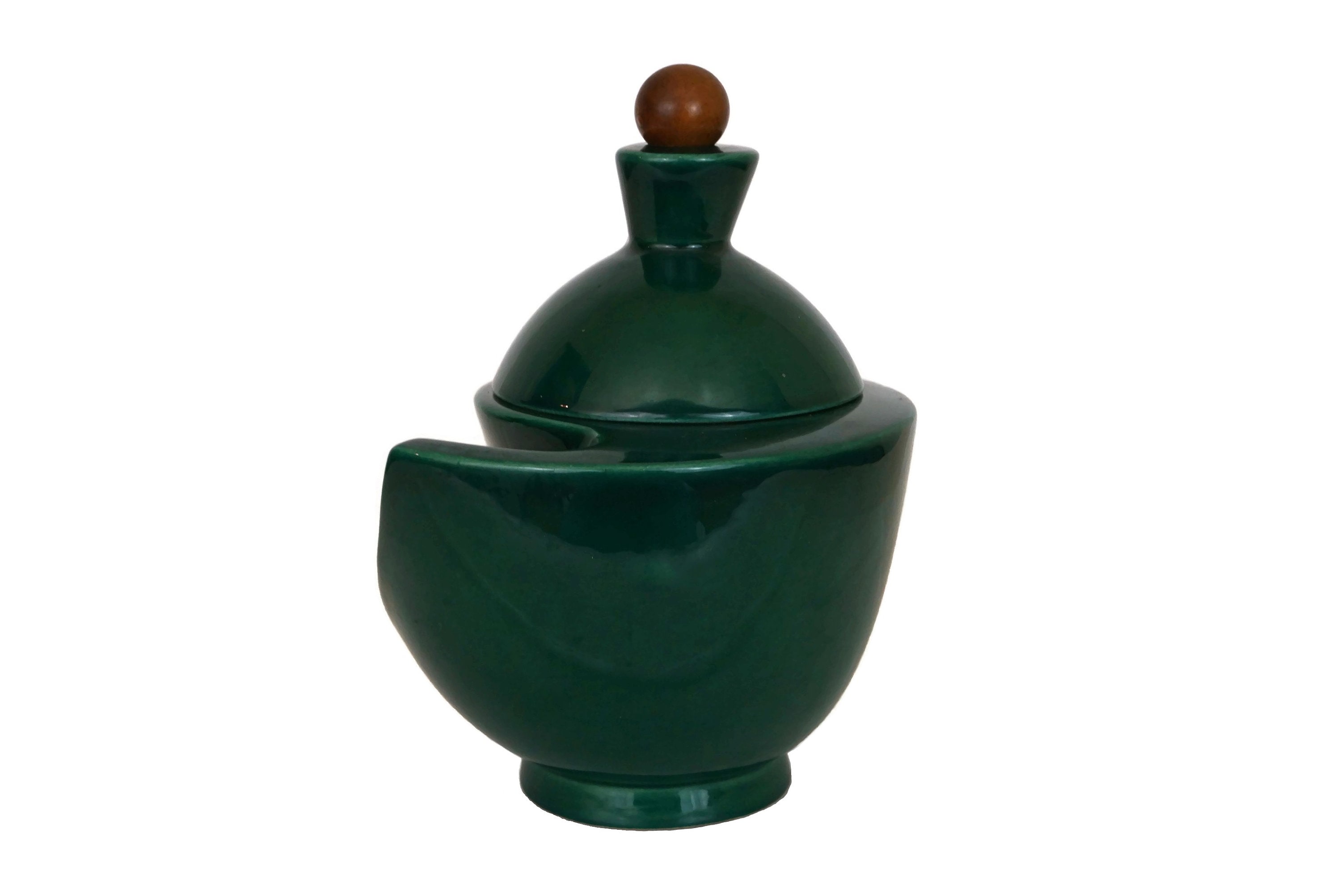 Vintage French Ceramic Tobacco Pot, Pipe Tobacco Humidor Jar with