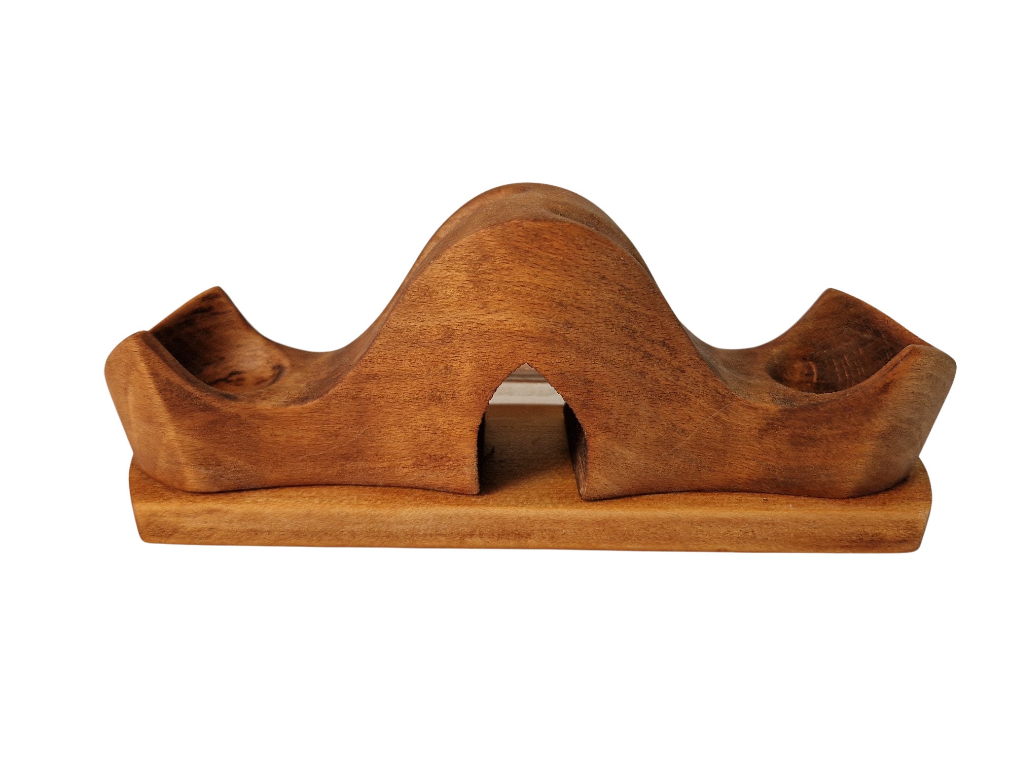 Art Deco Wood Pipe Holder Stand with Terrier Dogs Glass Ashtray