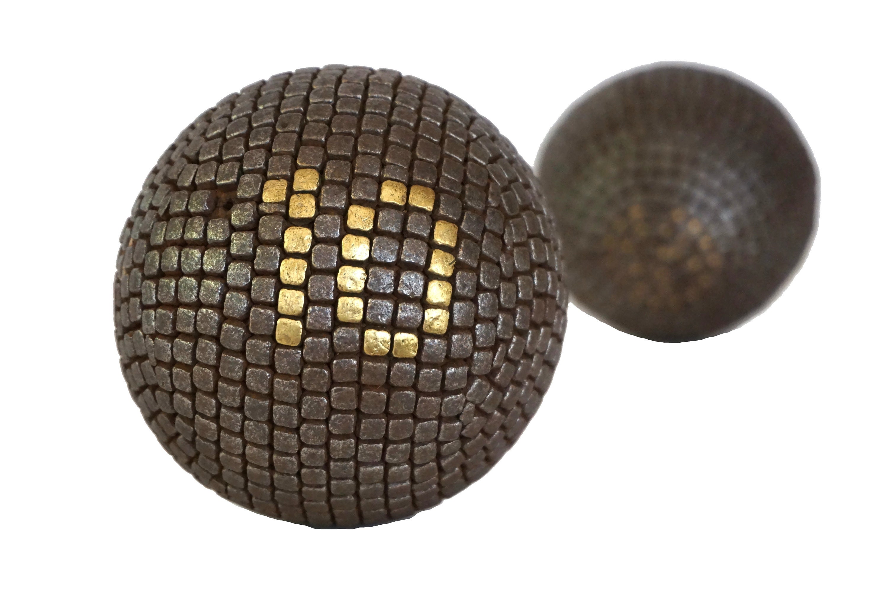 French Antique Petanque Bowling Balls with Nail Studs and Number