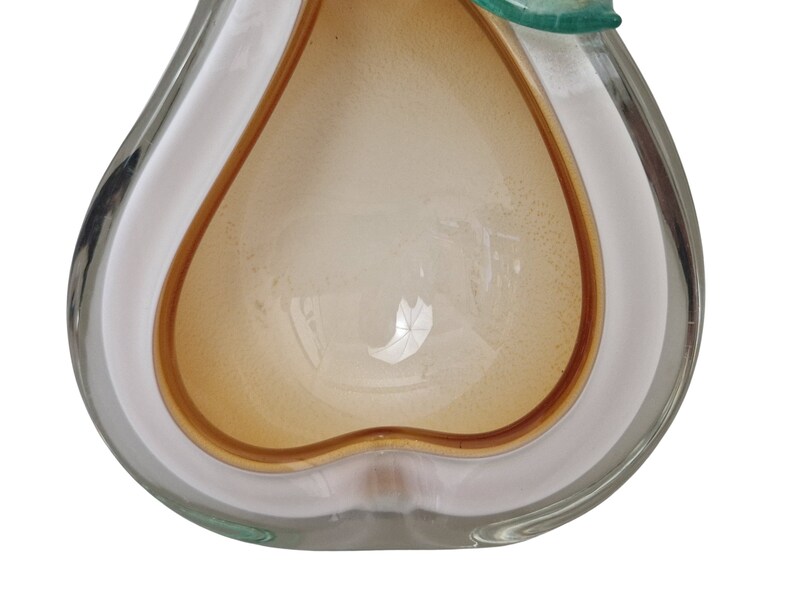 Murano Art Glass Pear Bowl by Alfredo Barbini, Mid Century Modern Italian Ashtray image 8