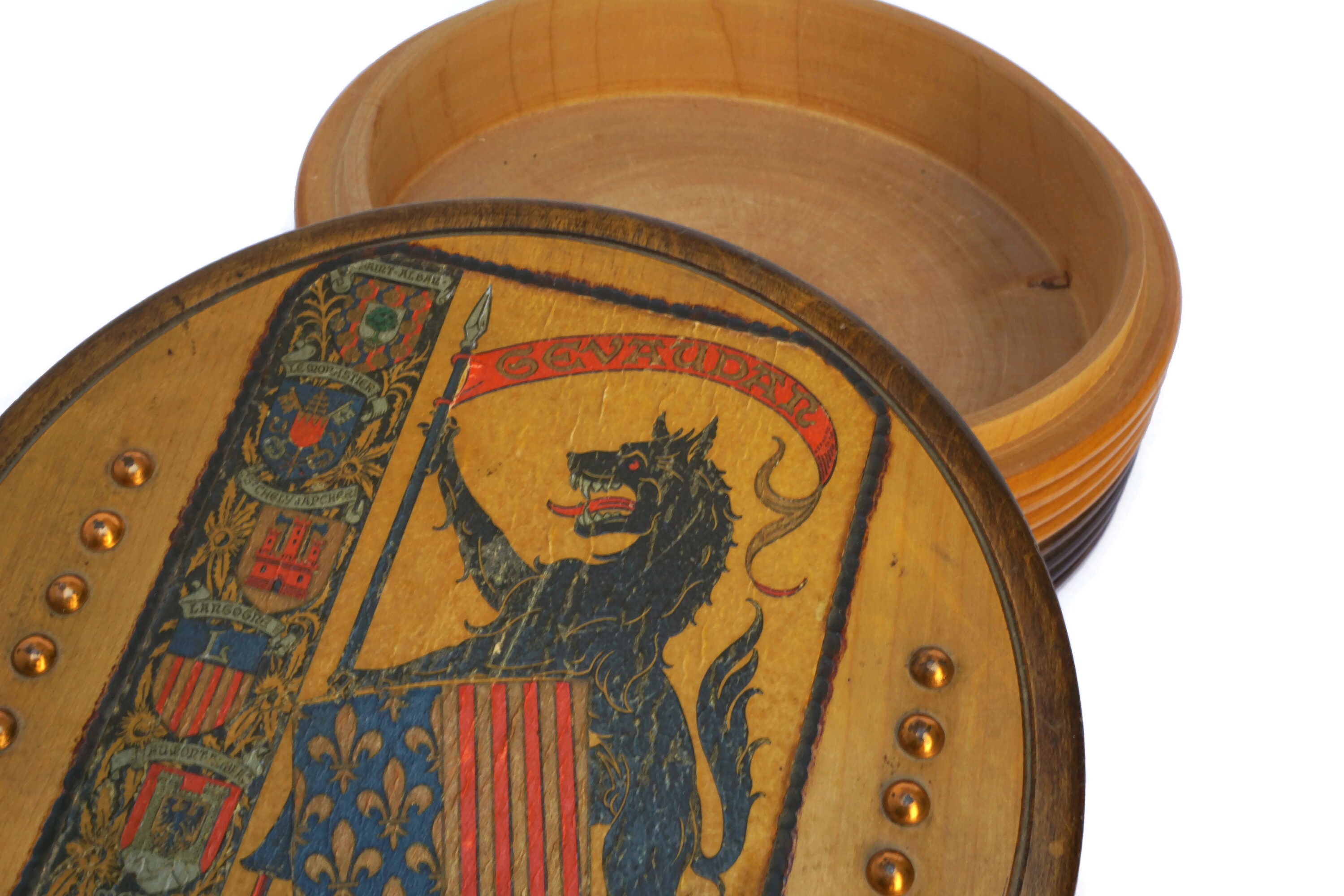 French Heraldic Coat of Arms Box with Beast of Gevaudan, Werewolf Art Print