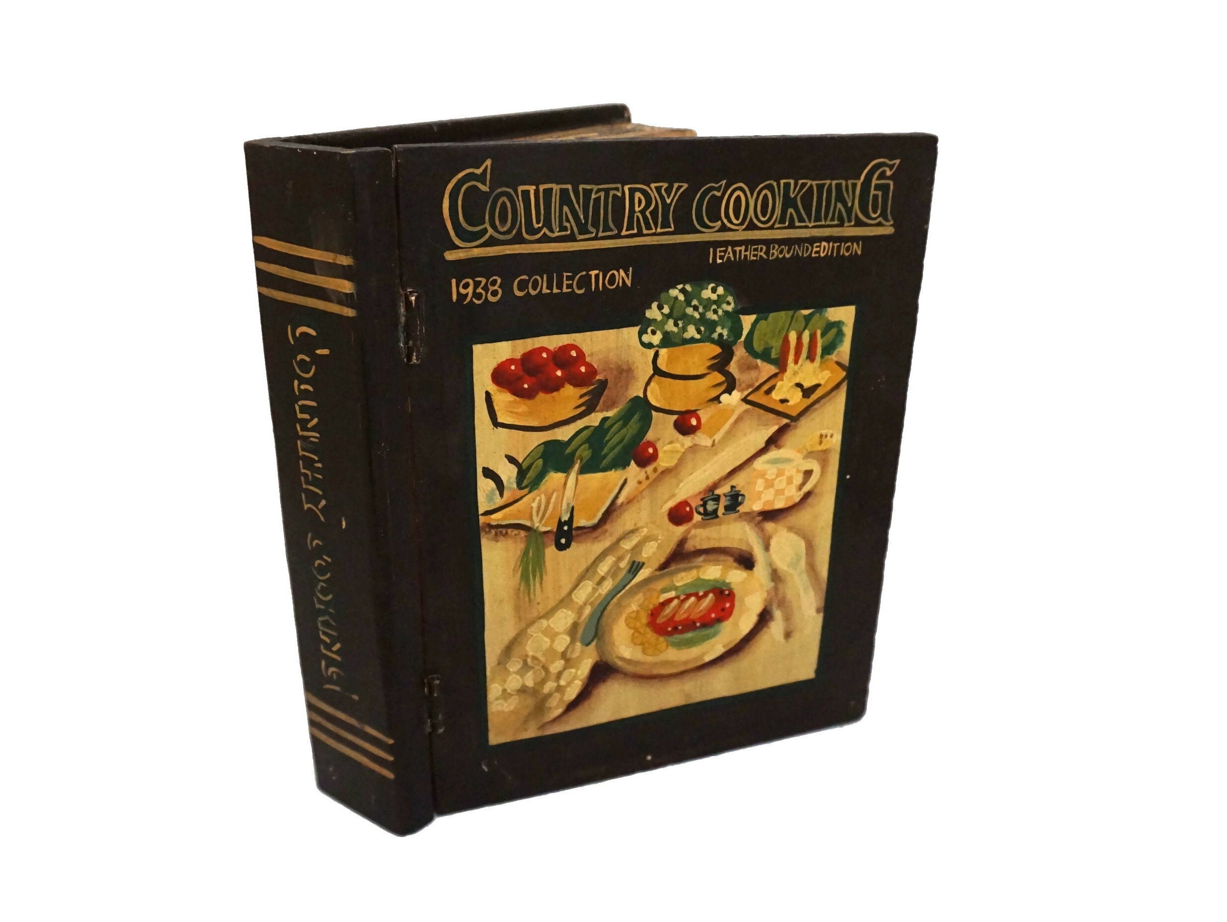 Porte-Recette Boîte à Livres en Bois, Coffre-Fort Secret de Cuisine