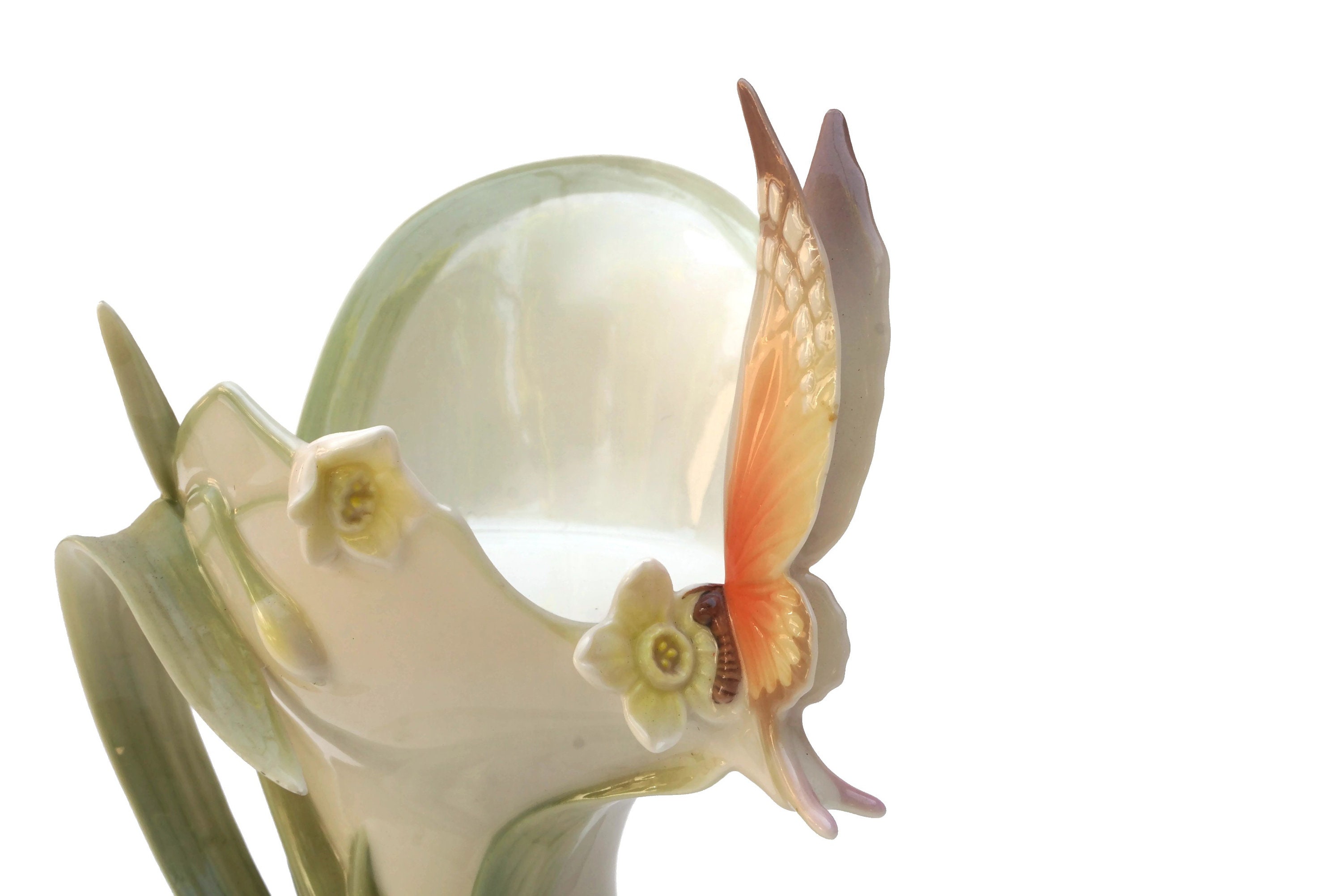 Franz Porcelain Tealight Candle Holder, Vintage Majolica Butterfly