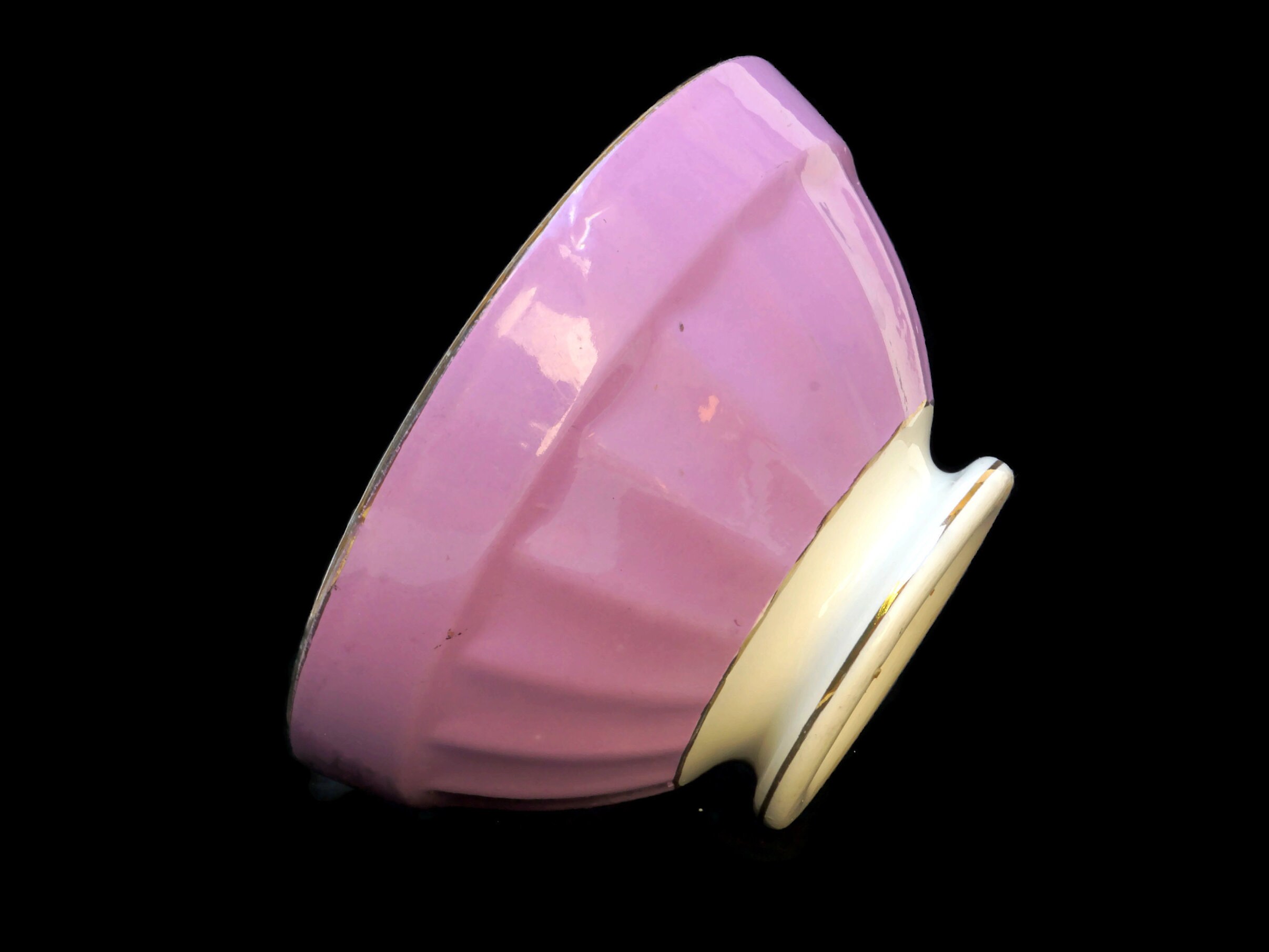 French Latte Coffee Bowl, Digoin Pastel Ceramic Cereal Dish