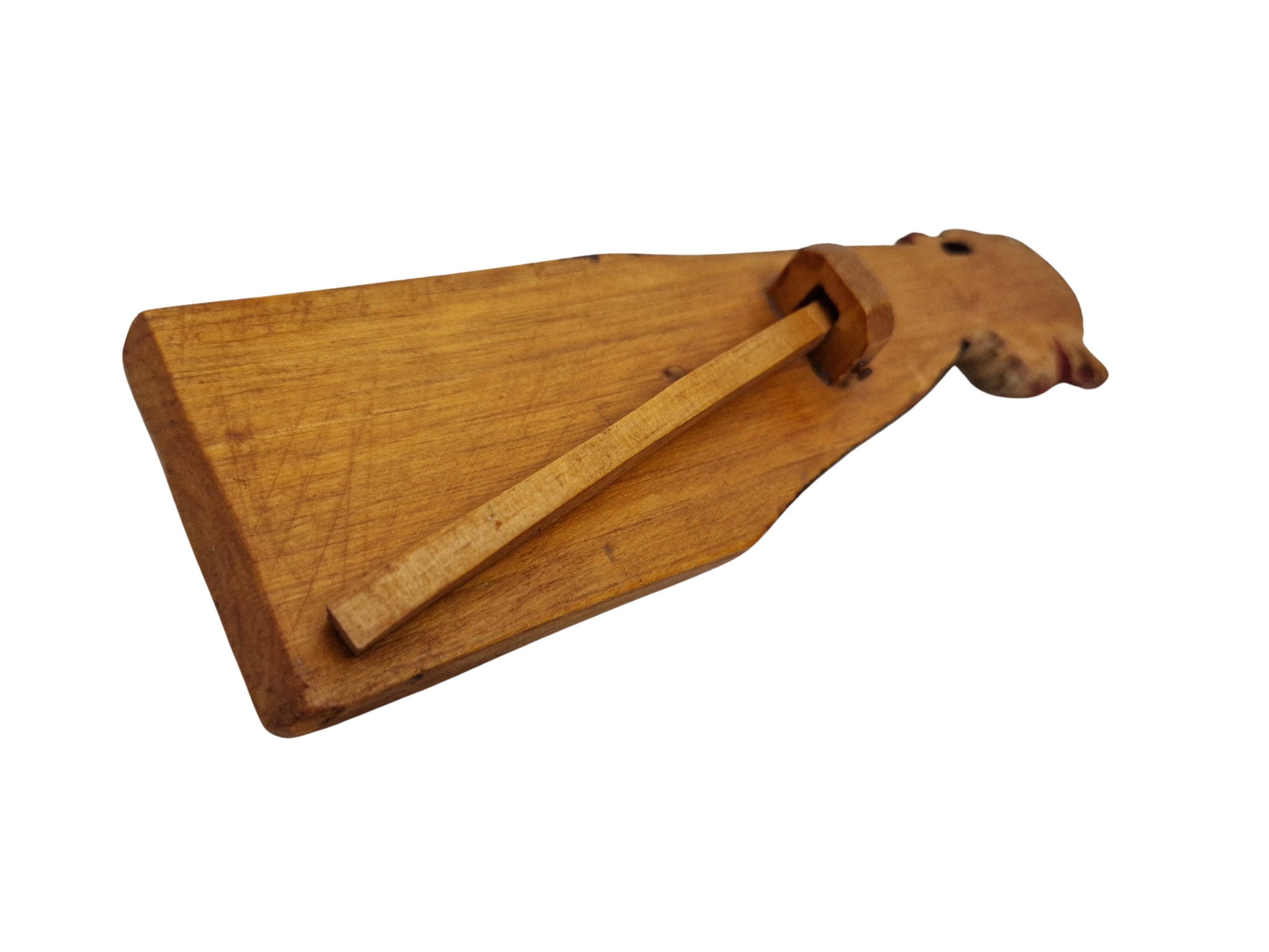 Antique Pocket Watch Stand with Hand Carved Wooden Man Figurine, German