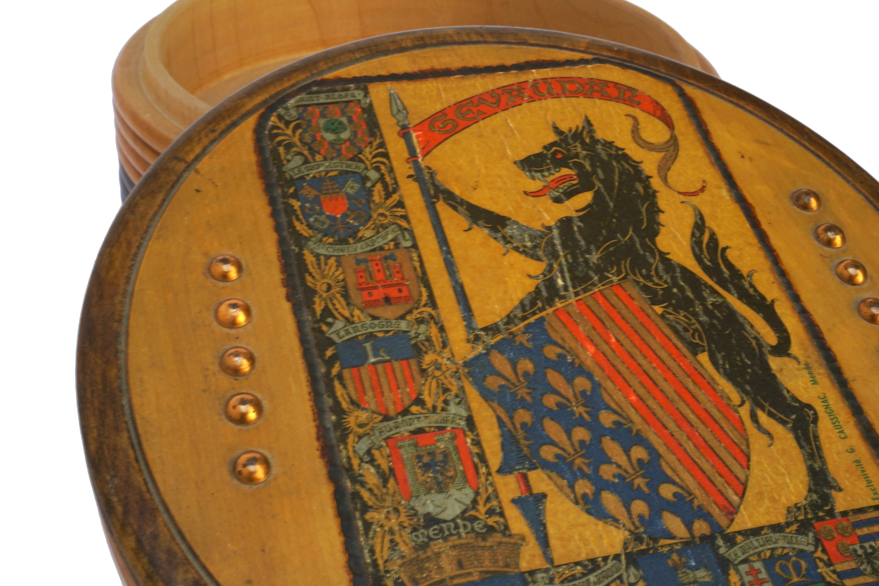 French Heraldic Coat of Arms Box with Beast of Gevaudan, Werewolf Art Print