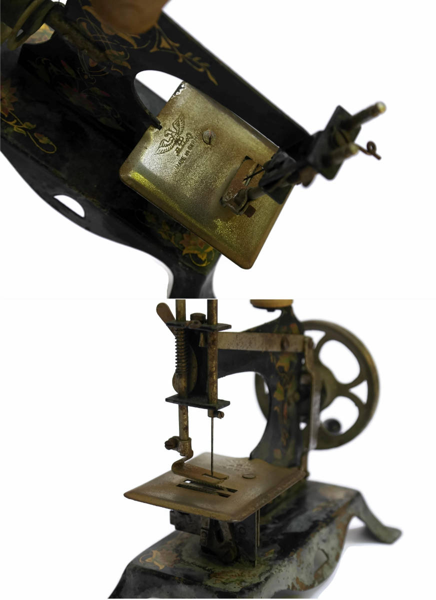 Antique German Toy Sewing Machine. Sewing Room Decor. Art Nouveau