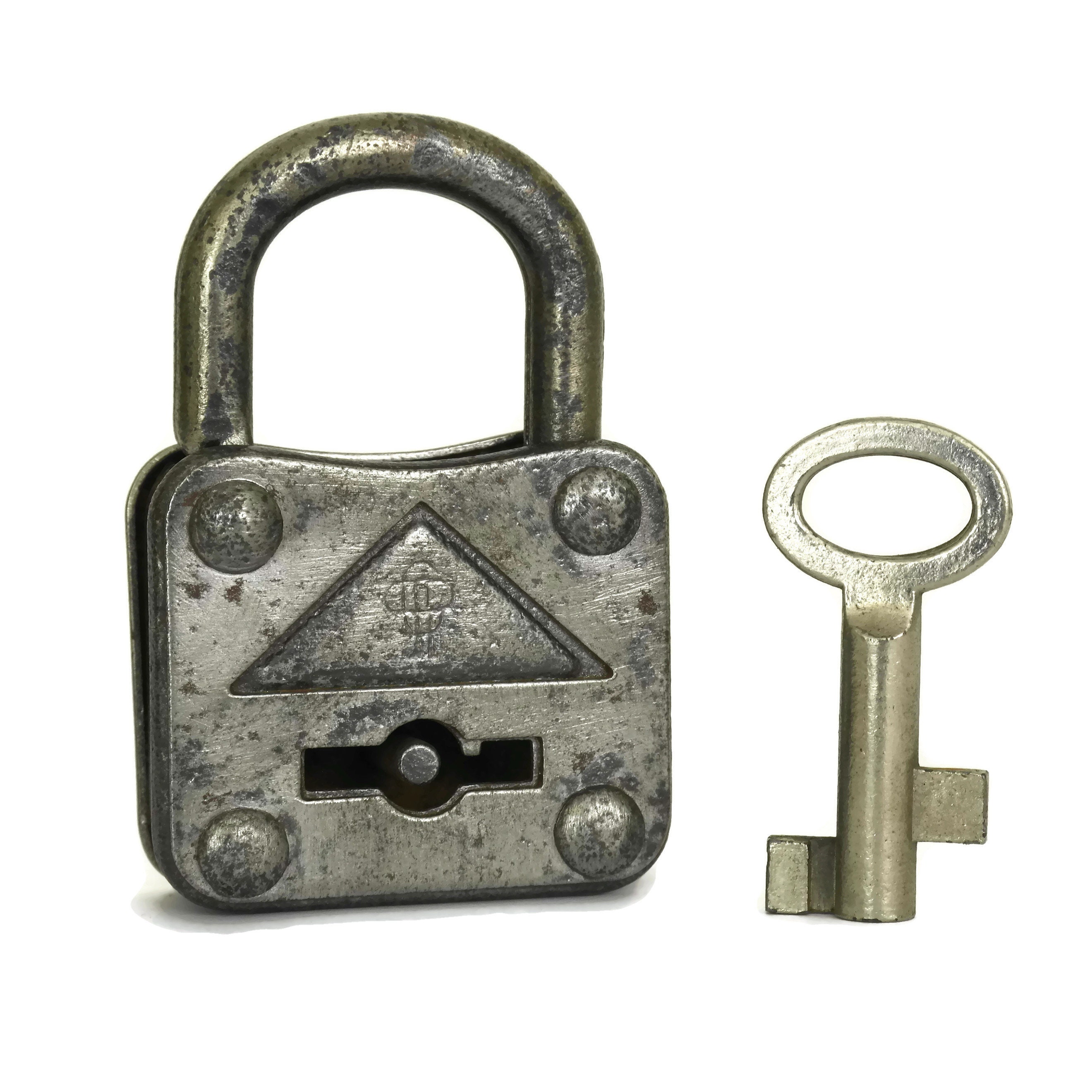 French Antique Lock and Key, Set of 3 Old Padlocks