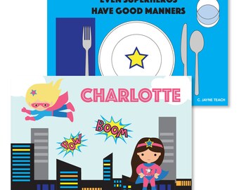 Superhero Manners Mat (Girl)