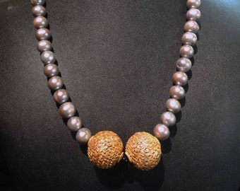 Genuine Pearl Necklace, 22K Handmade Beads