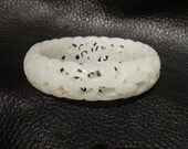 Hetian Jade Bangle, Exquisite Carved Mutton Fat White Nephrite, Qing Dynasty 18th 19th Century