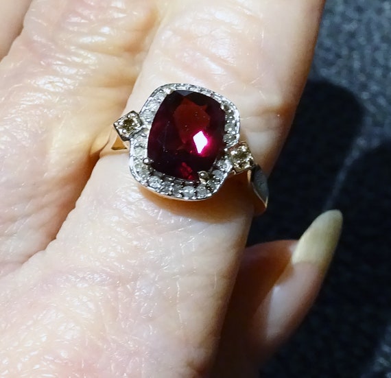 Diamond Purple Garnet Ring - image 5