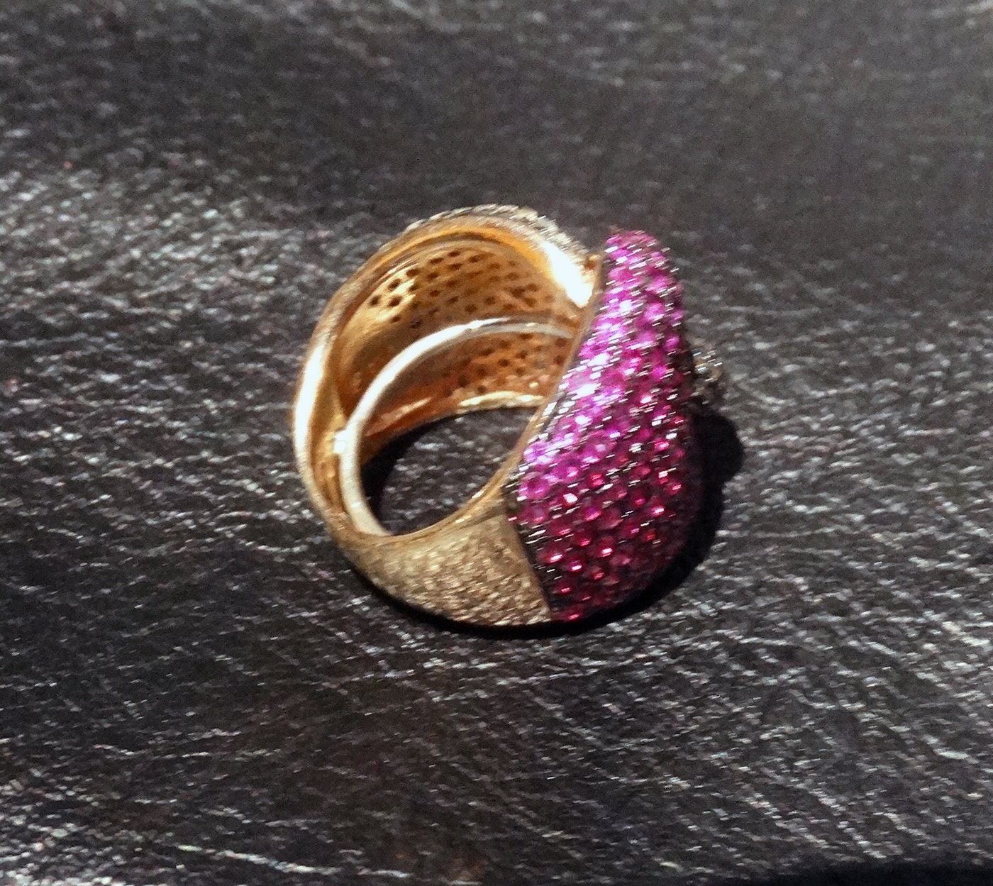 Sapphire Diamond Ring Pink Sapphires Chocolate Diamonds Etsy