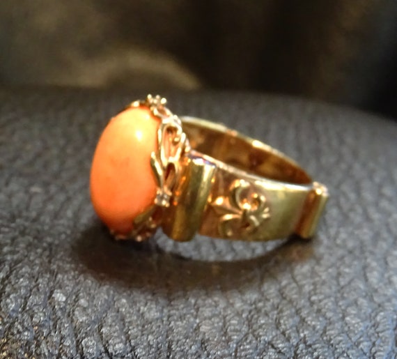 Salmon Coral Ring, Unisex Size 11 - image 10