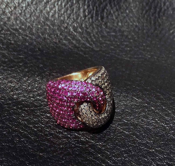 Pink Sapphire Diamond Ring, Chocolate Diamonds - image 8