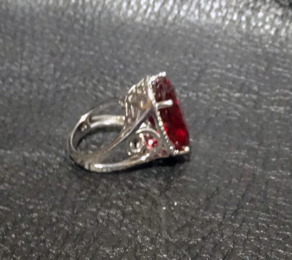 Ruby Solitaire Ring, Platinum over Sterling, Lab … - image 8