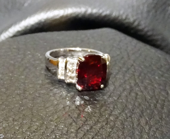 Ruby Solitaire Ring, 6 ctw, Platinum over Sterling - image 5