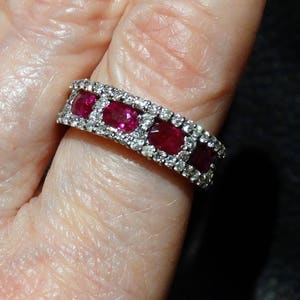 Platinum Ruby Diamond Ring, Natural Rubies