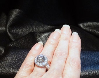Cubic Zirconia Ring, Platinum Overlay Sterling