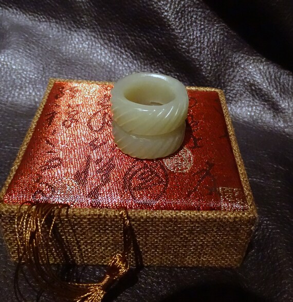 Carved Jade Ring Pendant, Hetian Nephrite, Qing D… - image 4