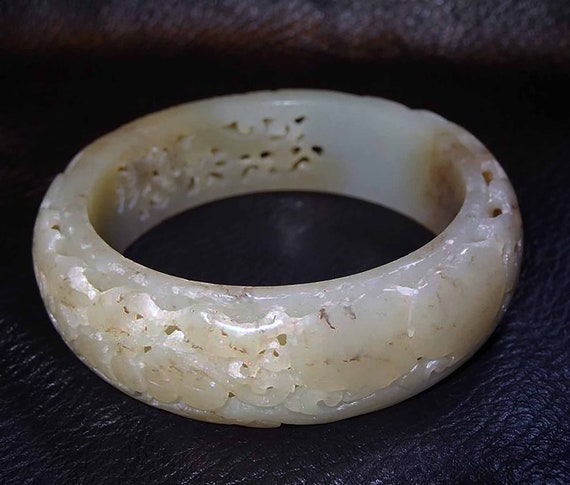 Jade Bangle Bracelet, Antique Hetian Nephrite - image 5