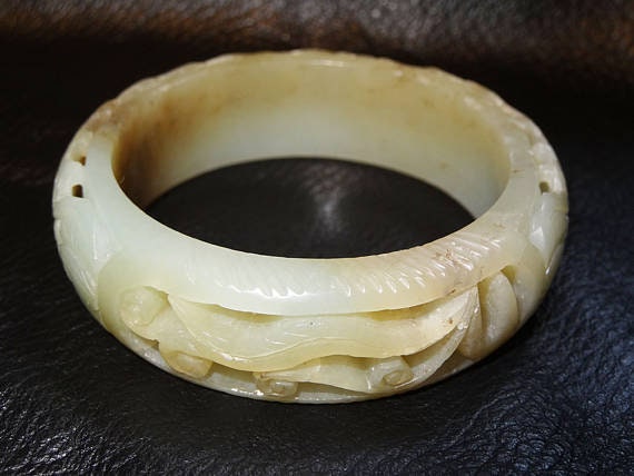 Jade Bangle Bracelet, Antique Hetian Nephrite - image 3