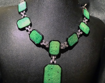 Fabulous "Jade" Necklace, Kenneth Jay Lane, Signed