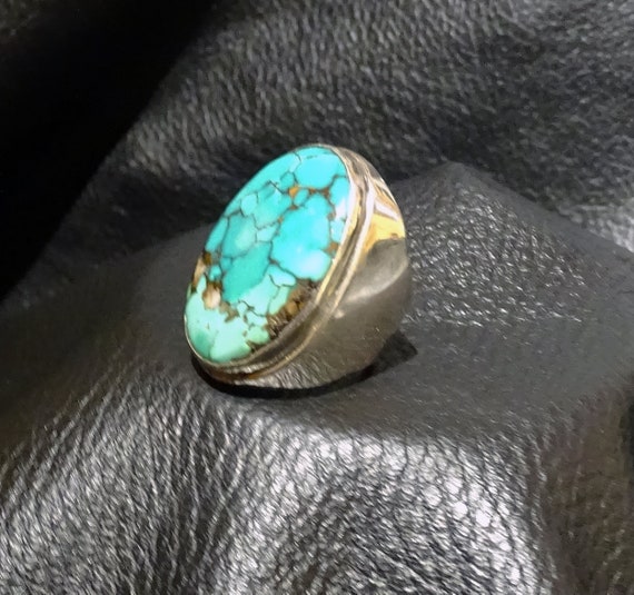 Midcentury Turquoise Ring, Sterling Silver - image 5