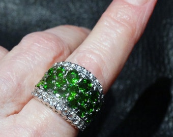 Chrome Diopside Ring, Multistone Band