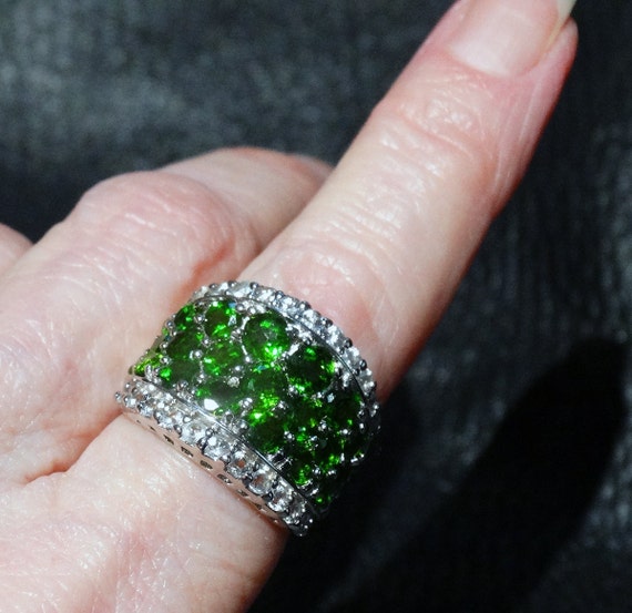 Chrome Diopside Ring, Multistone Band