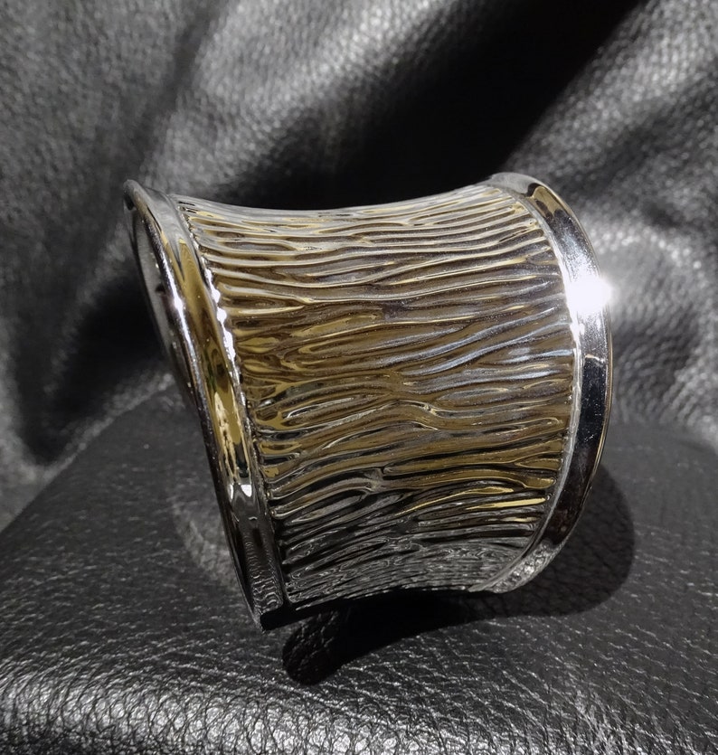 Designer Cuff Bracelet, Wide Stainless Steel image 4