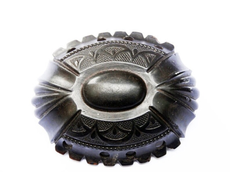 Victorian Brooch Pin, Vulcanite Rare image 4