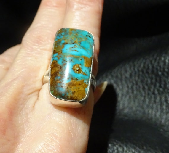 Royston Turquoise Ring, Sterling Handmade OOAK - image 3
