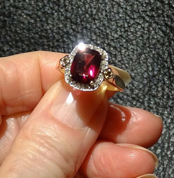 Diamond Purple Garnet Ring - image 9