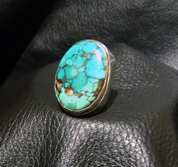Midcentury Turquoise Ring, Sterling Silver - image 6
