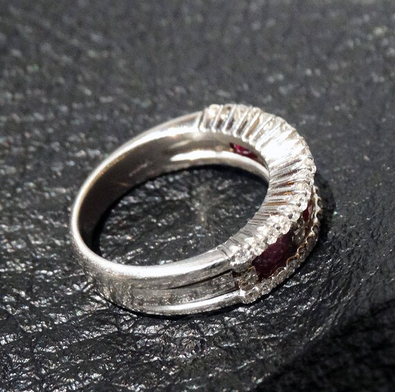Platinum Ruby Diamond Ring, Natural Rubies - image 7