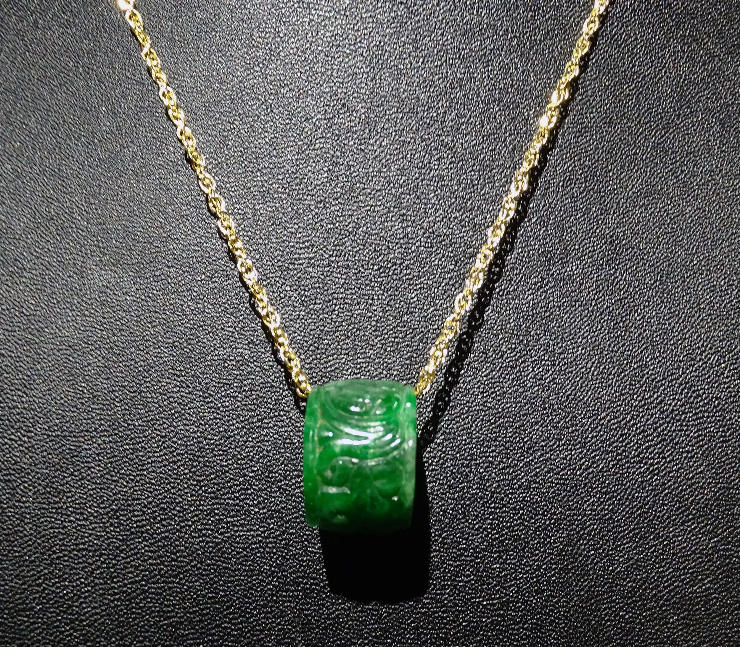 Jade Pendant Necklace Natural Carved Jadeite 14K Gold | Etsy