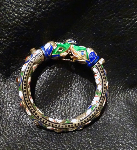 Antique Enamel Bangle Bracelet - image 7