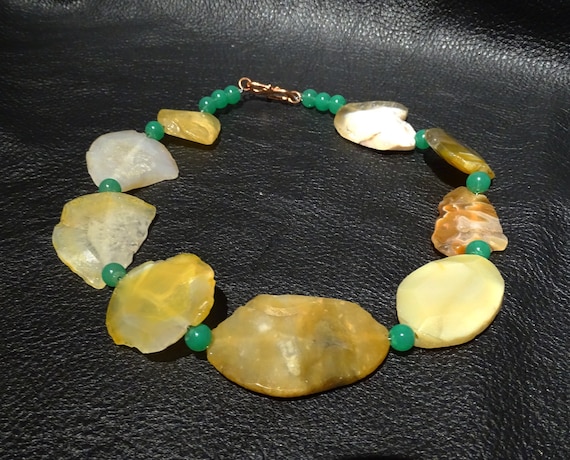 Agate Slice Necklace, Statement - image 1