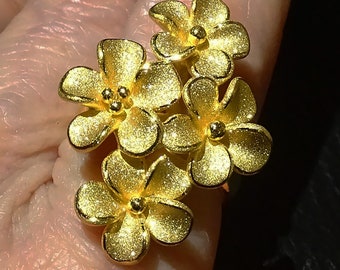24K Gold Ring, Floral Statement