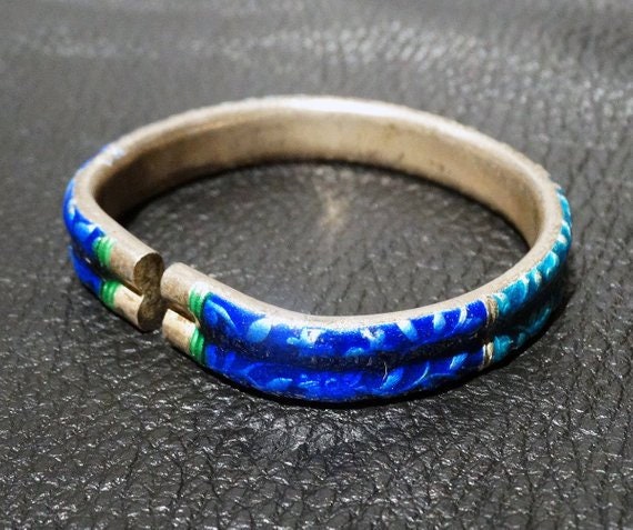 Chinese Enamel Bangle Bracelet, Antique, Qing Dyn… - image 10