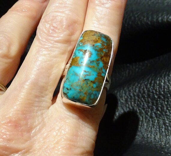 Royston Turquoise Ring, Sterling Handmade OOAK - image 4